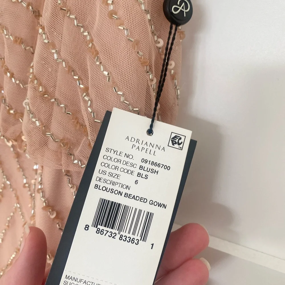 NWT Adrianna Papell Art Deco Beaded Blouson Gown - Picture 6 of 7